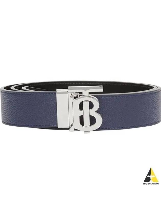 Reversible Monogram Leather Belt Navy - BURBERRY - BALAAN 2