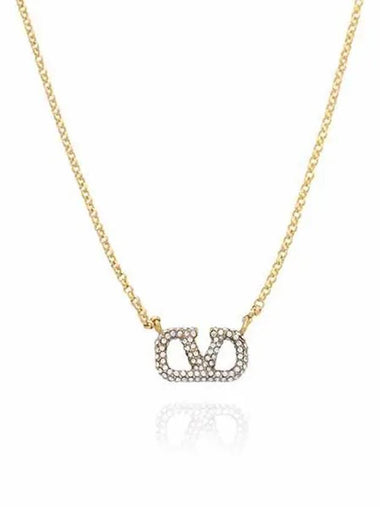 V Logo Signature Necklace Gold - VALENTINO - BALAAN 1