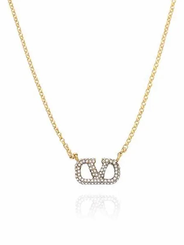 V Logo Signature Necklace Gold - VALENTINO - BALAAN 2