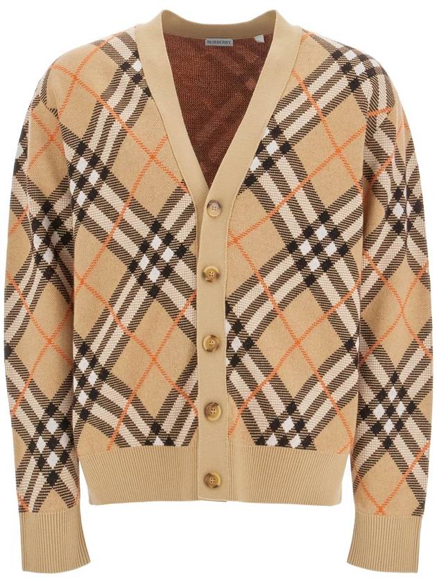 Check Wool Mohair Blend Cardigan Sand - BURBERRY - BALAAN 2