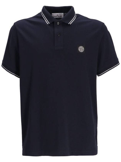 Logo Patch Polo Shirt Navy - STONE ISLAND - BALAAN 2