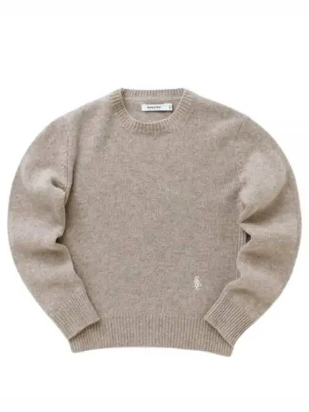 Embroidered Logo Crew Neck Wool Knit Top Beige - SPORTY & RICH - BALAAN 2