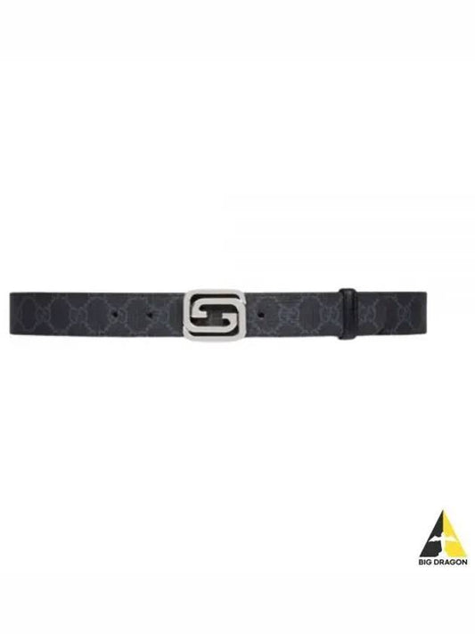 Squared Interlocking G Reversible Leather Belt Black - GUCCI - BALAAN 2