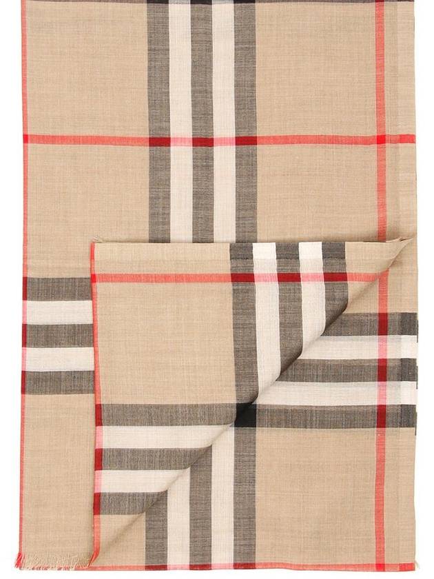 Light Check Wool Silk Scarf Beige - BURBERRY - BALAAN 5