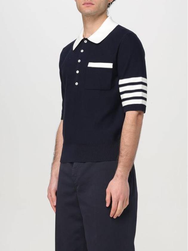 Cotton 4-Bar Relaxed Fit Hector Polo Shirt Navy - THOM BROWNE - BALAAN 5