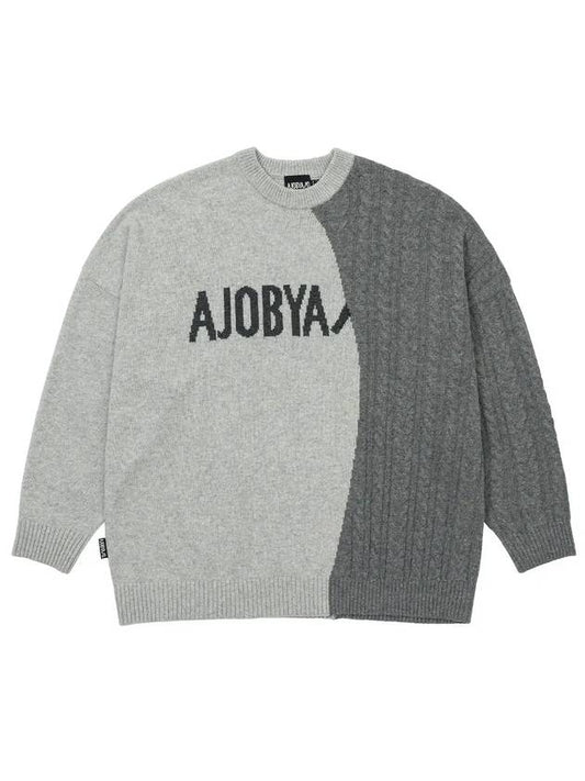 two-fold logo knit top melange gray - AJOBYAJO - BALAAN 1