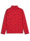 Women s flower print half zip up t shirt 9514LXSS RED - BLACK&WHITE - BALAAN 2