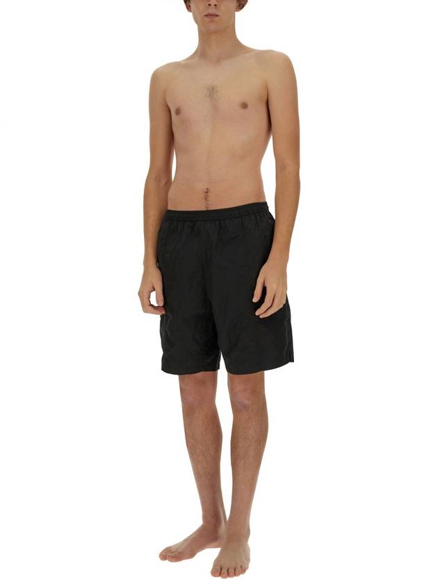 Logo Swim Shorts Black - AMI - BALAAN 3