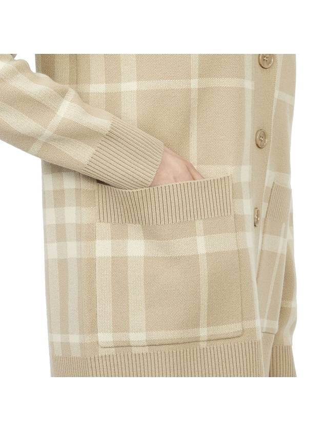 Check Pattern Buttoned Cardigan Beige - BURBERRY - BALAAN 11