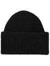 Face Patch Ribbed Wool Beanie Black - ACNE STUDIOS - BALAAN 3