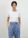 Denim Banding Tapered Crop Pants Blue - RYUL+WAI: - BALAAN 3