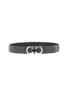 Gancini Reversible Adjustable Leather Belt Testa Di Moro Black - SALVATORE FERRAGAMO - BALAAN.