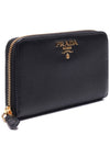 Women's Vitello Gold Logo Zipper Medium Wallet - PRADA - BALAAN 3