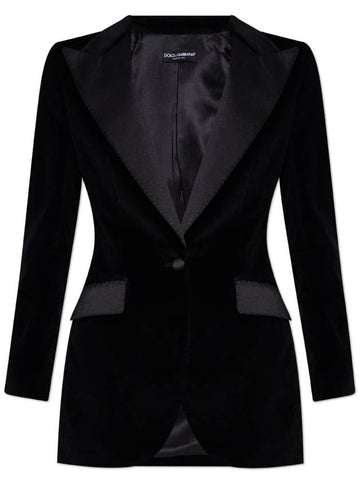 Dolce & Gabbana Velvet Blazer, Women's, Black - DOLCE&GABBANA - BALAAN 1