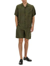 Embroidered Logo Cupro Short Sleeve Shirt Green - MSGM - BALAAN 3