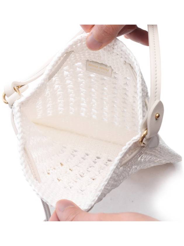 Woven Fabric Mini Bucket Bag White - MIU MIU - BALAAN 7