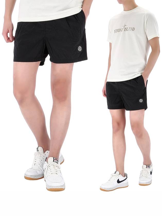 Patch Logo Nylon Swim Shorts Black - STONE ISLAND - BALAAN 2