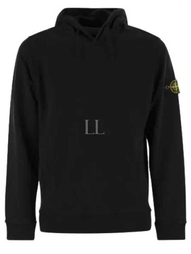 Wappen Patch Brushed Cotton Fleece Hoodie Black - STONE ISLAND - BALAAN 2