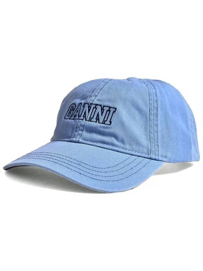 Logo Embroidery Cotton Ball Cap Blue - GANNI - BALAAN 2