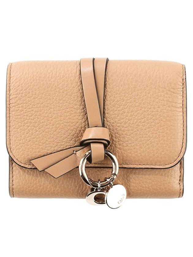 Alphabet Grain Leather Flap Small Half Wallet Light Tan - CHLOE - BALAAN 1