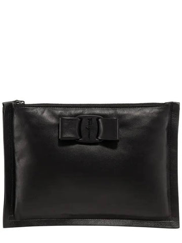 Viva Bow Clutch Bag Black - SALVATORE FERRAGAMO - BALAAN 1