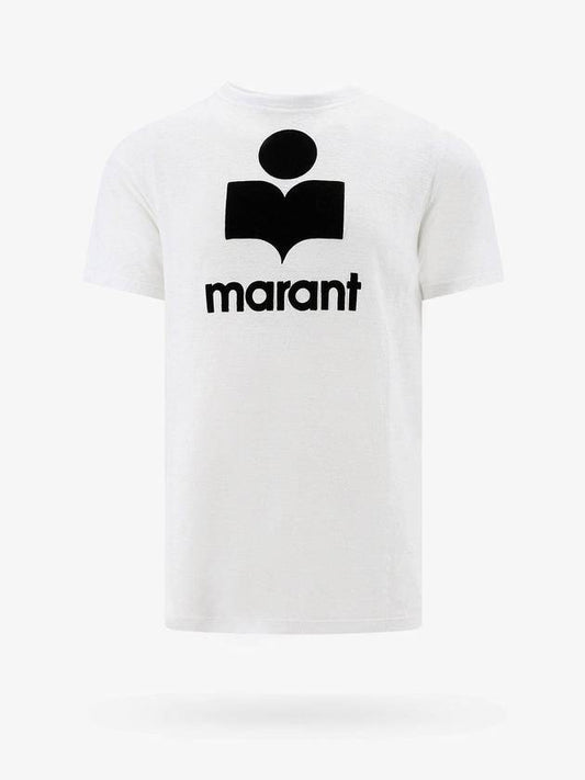 24 ss Linen T-Shirt WITH Flock Logo TS0045HAB1N22H20WH B0650981193 - ISABEL MARANT - BALAAN 1