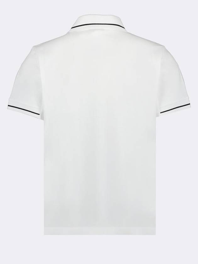 Men's Logo Patch Cotton Short Sleeve Polo Shirt Optical White - MONCLER - BALAAN 3