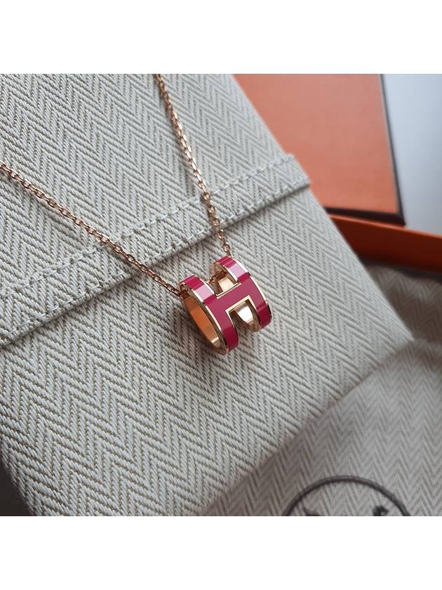 Pop-Ache H Pendant Rose Gold Necklace Rose Extreme - HERMES - BALAAN.