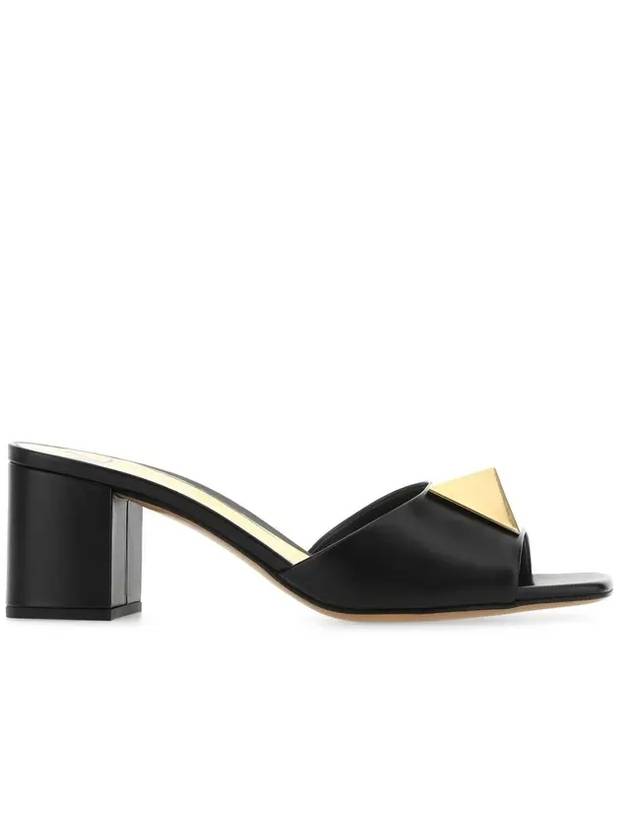 Leather One Stud Mule Black - VALENTINO - BALAAN 1