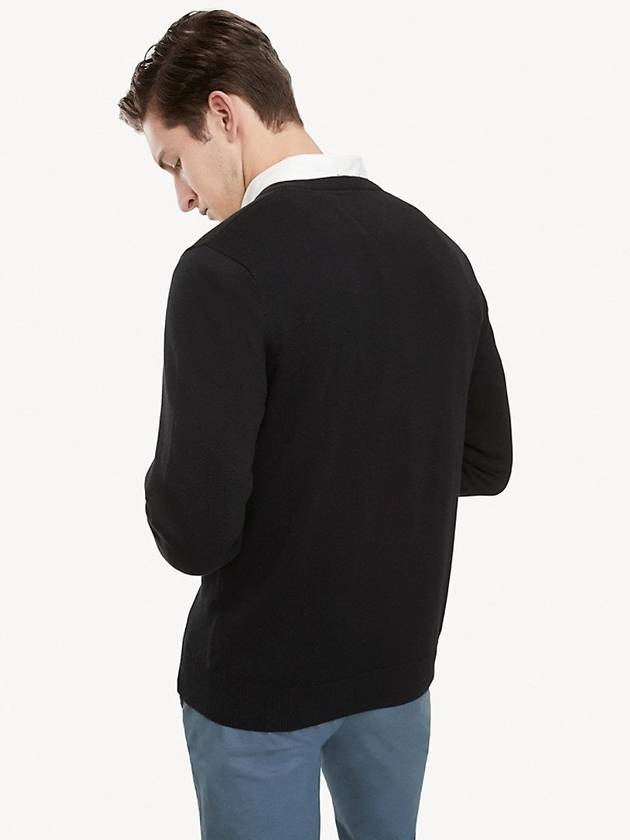 V-Neck Embroidered Knit Top Black - TOMMY HILFIGER - BALAAN 3