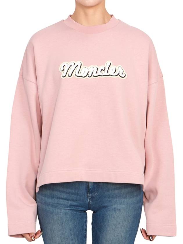 Women's Logo Cotton Sweatshirt Pink - MONCLER - BALAAN 2