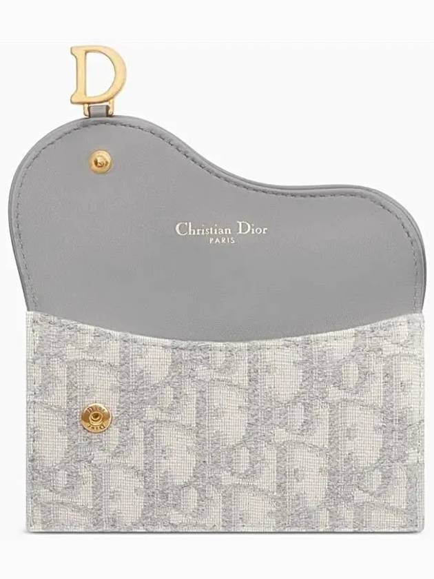 Oblique Jacquard Saddle Flap Compact Zipper Card Wallet Grey - DIOR - BALAAN 4