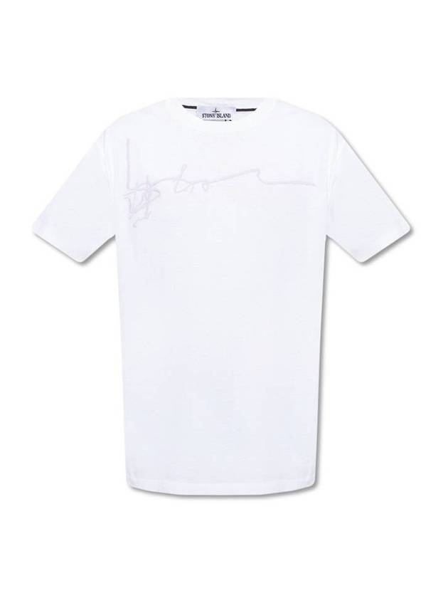 Logo Ink Short Sleeve T-Shirt White - STONE ISLAND - BALAAN 1