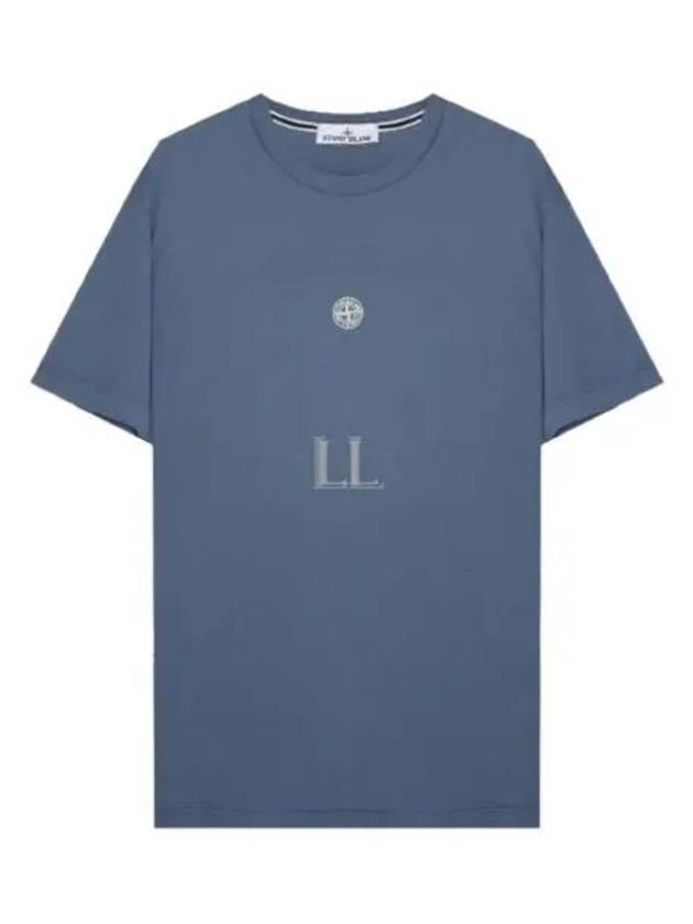 Chest Logo Print Short Sleeve T-Shirt Avio Blue - STONE ISLAND - BALAAN 2