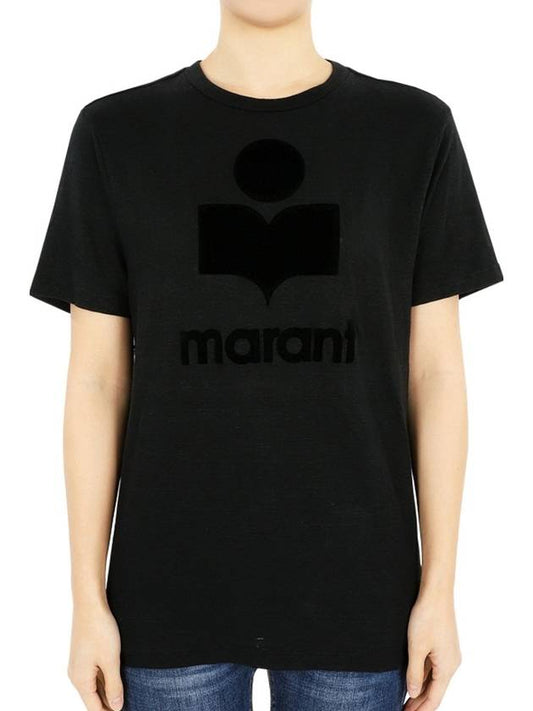 Women s Zwell Logo Linen Short Sleeve All Black TS0001FB A1N09E 01BK - ISABEL MARANT - BALAAN 2