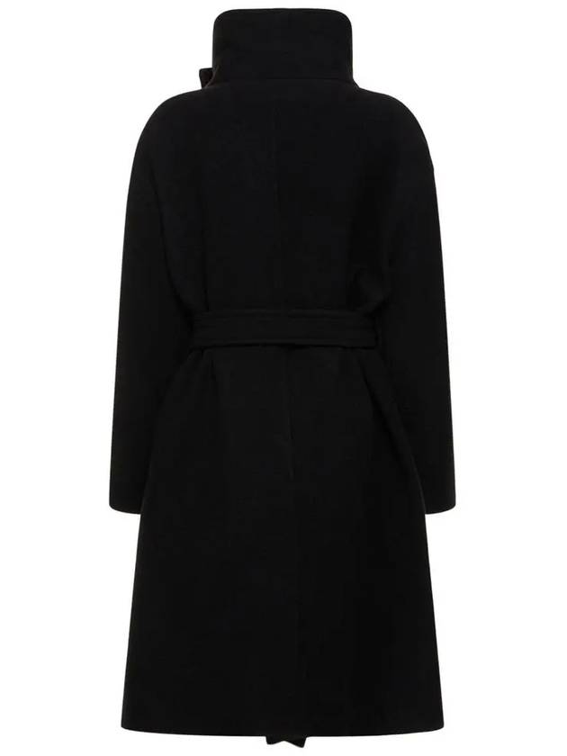 High-Neck Belted Wool Single Coat Black - ACNE STUDIOS - BALAAN 4