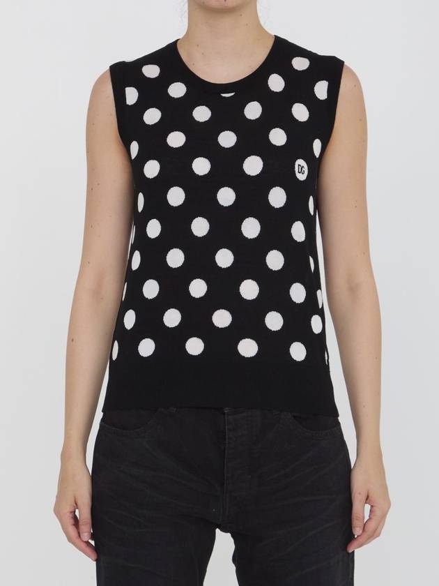 Polka dot knit vest FXT07TJCVYK - DOLCE&GABBANA - BALAAN 2