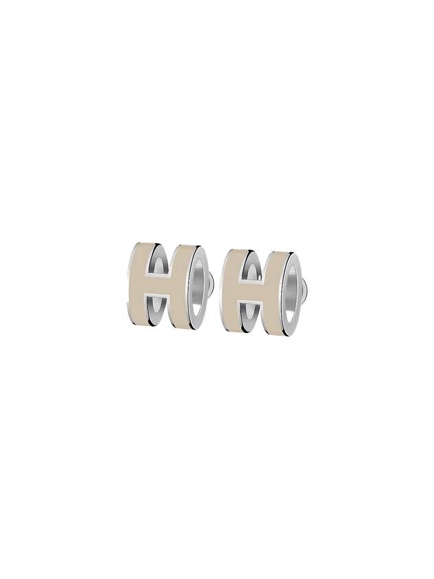 Hermes Mini Pop-Ache H Palladium Earrings Marron Glace - HERMES - BALAAN.