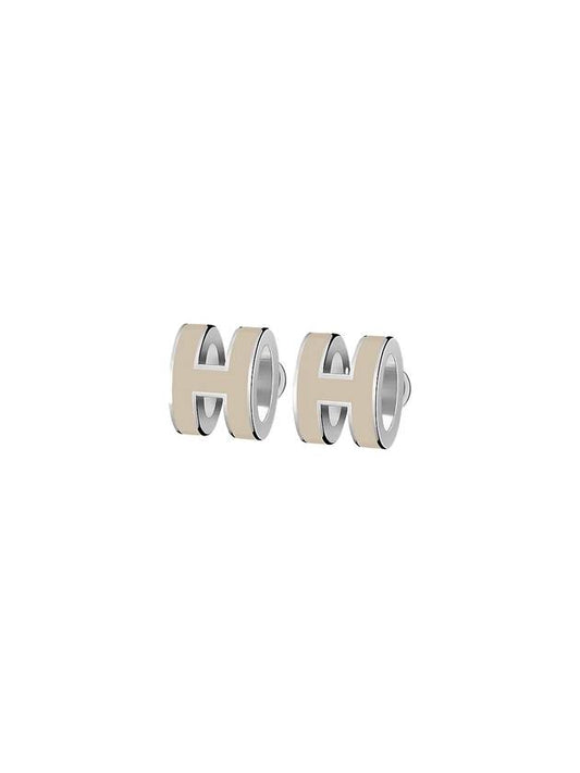 Hermes Mini Pop-Ache H Palladium Earrings Marron Glace - HERMES - BALAAN 1