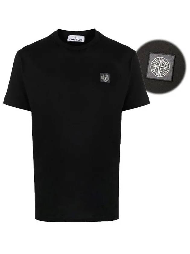 Logo Patch Chest Short Sleeve T-Shirt Black - STONE ISLAND - BALAAN 2