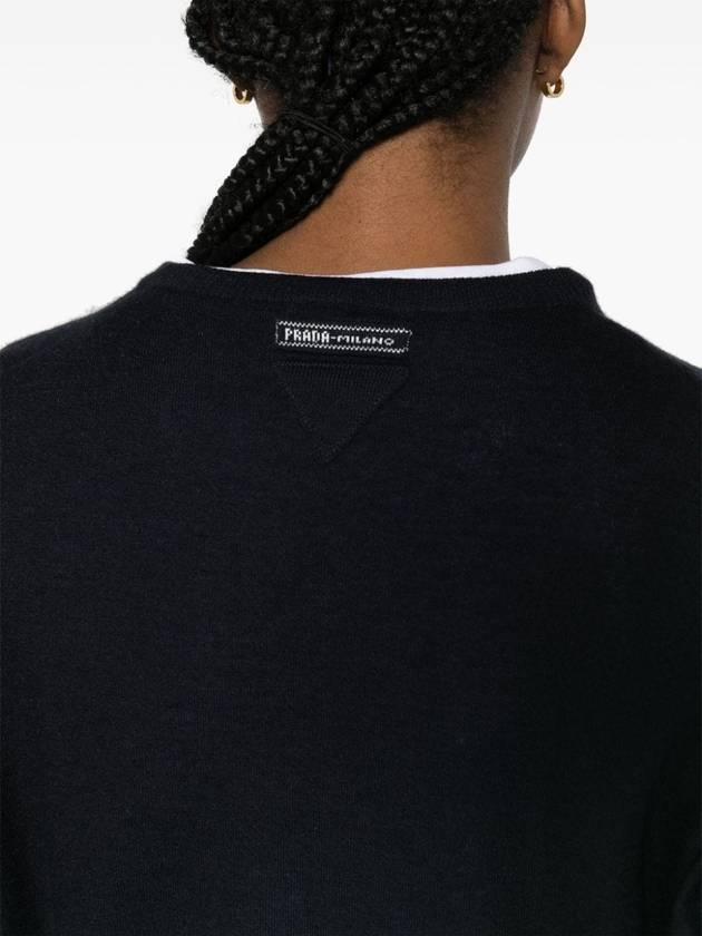 Cashmere crew neck knit top navy - PRADA - BALAAN 6