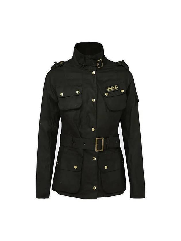 Women's International Logo Patch Wax Jacket Green - BARBOUR - BALAAN.