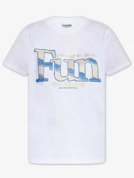 Women's Relaxed Fun Short Sleeve T-Shirt White - GANNI - BALAAN 2