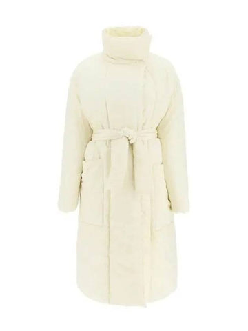 Women's Quilted Overfit Wrap Coat Almond Milk - LEMAIRE - BALAAN.