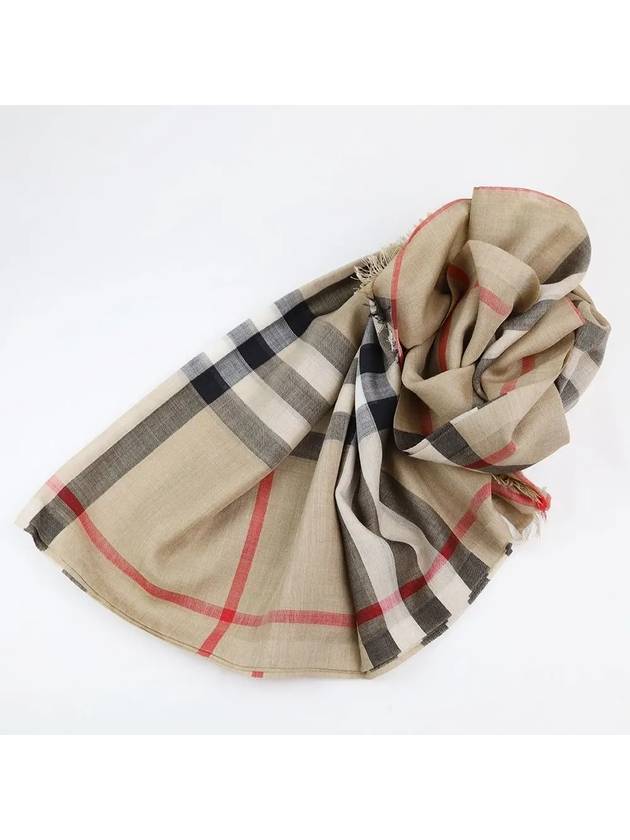 Check Light Wool Silk Muffler Archive Beige - BURBERRY - BALAAN 4