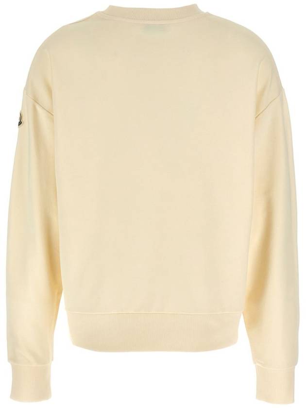 Embroidered Tonal Logo Cotton Sweatshirt Ivory - MONCLER - BALAAN 3