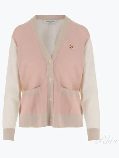 Baby Fox Patch Color Block Cardigan Pink - MAISON KITSUNE - BALAAN 2