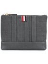 4-Bar Wash Wool Clutch Bag Grey - THOM BROWNE - BALAAN 3