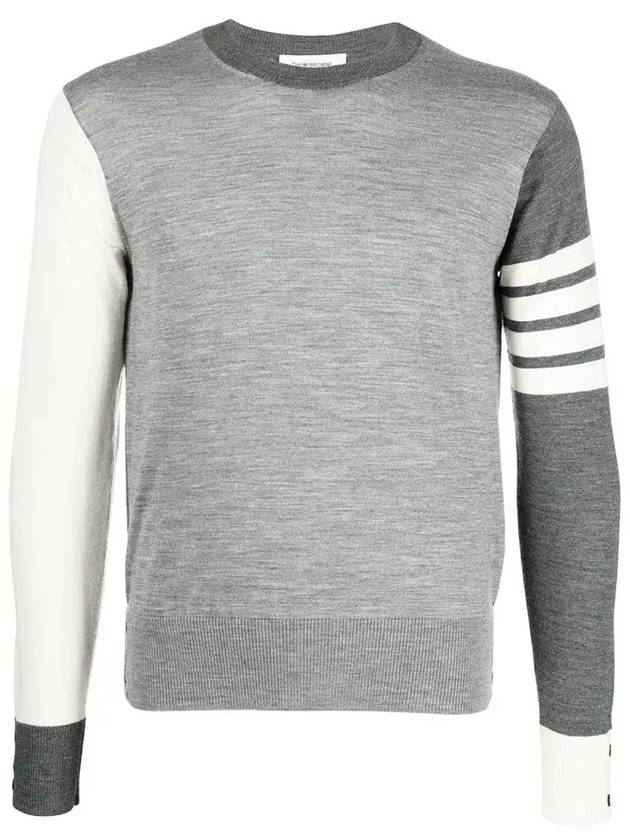 Classic 4 Bar Merino Wool Knit Top Tonal Grey - THOM BROWNE - BALAAN 3