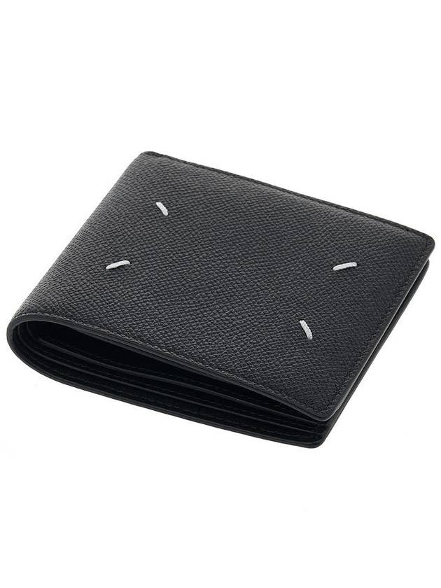 Stitched Bifold Leather Half Wallet Black - MAISON MARGIELA - BALAAN 5